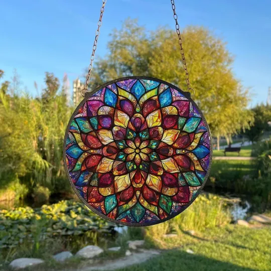 Discover Mandala Stained Glass Suncatcher, Decor Gift