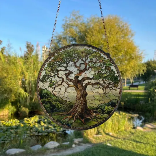 Discover Mighty Oak Stained Glass Suncatcher, Decor Gift