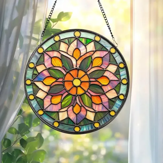 Discover Mandala Stained Glass Suncatcher, Decor Gift