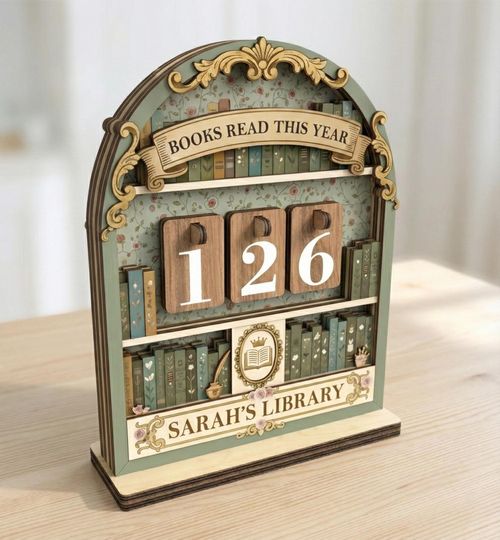 Discover Custom Book Nook Books Read This Year Stand, Elegant Library Reading Tracker, Personalized Book Lover Gift & Display Decor