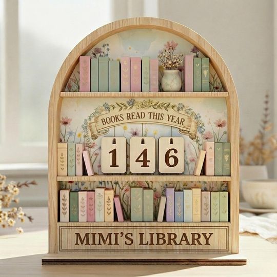 Discover Personalized Pastel Floral Book Tracker, Cottagecore Library Decor, Books Read This Year Counter, Wildflower Wood Sign, Book Lover Gift