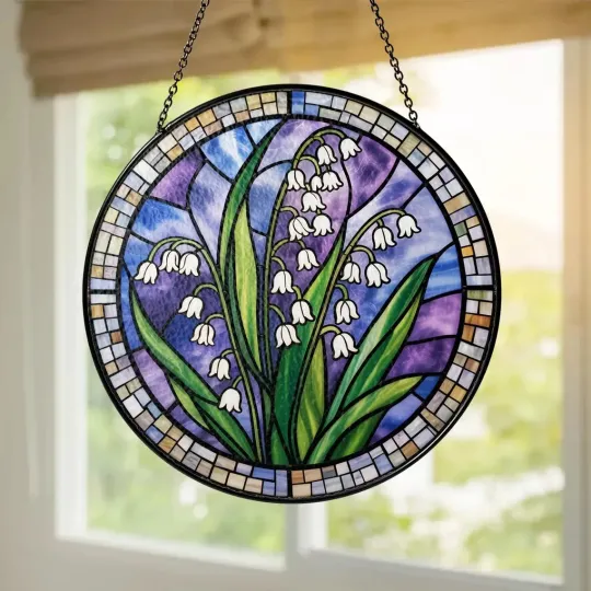 Discover Lily of the Valley Stained Glass Suncatcher, Decor Gift