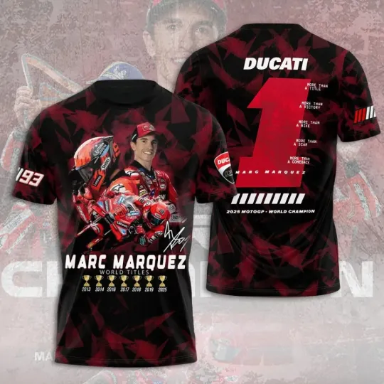 Discover Duca Lenovo Team x Marc Marquez World Titles 3D Shirt