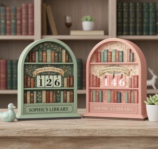 Discover Personalized Books Read This Year Tracker, Wooden Reading Goal Counter, Book Shelf Decor, Library Tracker Sign, Unique Gift for Book Lovers