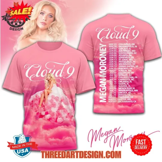 Discover Megan Moroney Cloud 9 Tour 3D T-Shirt