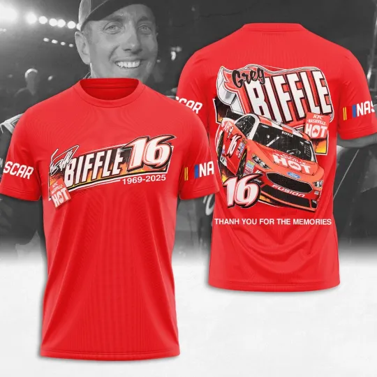 Discover Greg Biffle 16 Thank You 1969-2025 Red 3D T-Shirt