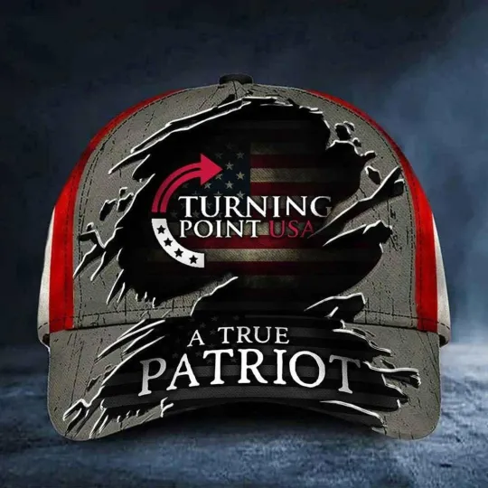 Discover Charlie Kirk A True Patriot AOP Print Hat, Turning Point Patriotic Memorial Gift
