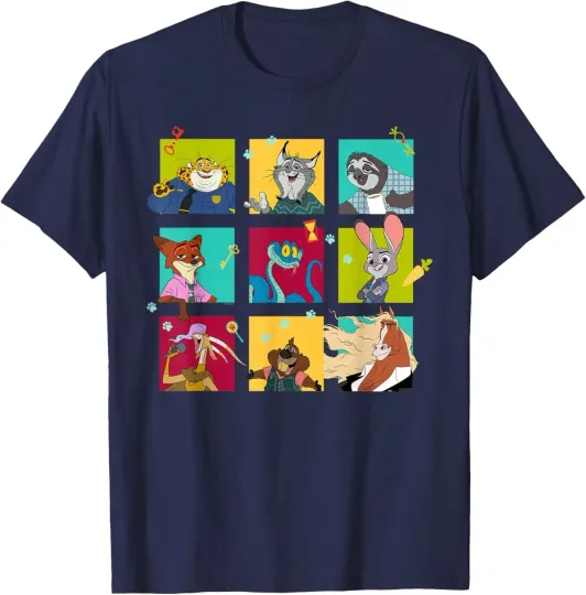 Discover Disney Zootopia 2 Illustrated Characters Grid T-Shirt