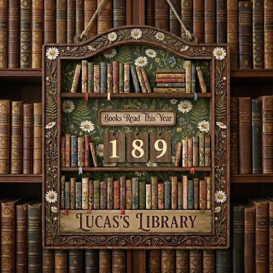 Discover Custom Name Book Read This Year Counter, Personalized Bookshelf Tracker Sign, Vintage Floral Books Read Tracker, Bookish Gift for Librarian