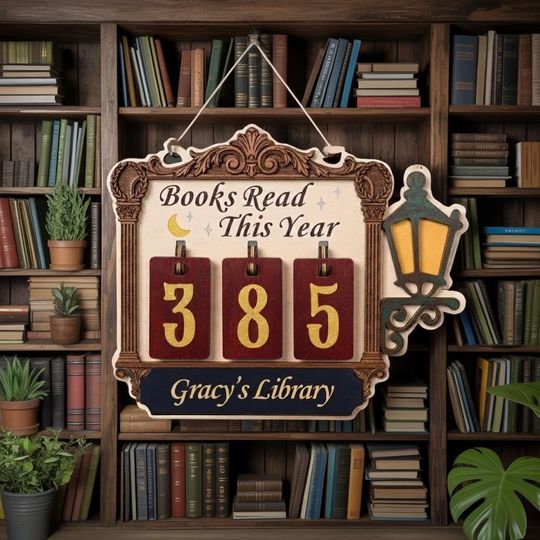 Discover Personalized Annual Books Read Counter, Custom Reading Log Sign, Book Shelf Tracker, Literary Decor, Book Lover Gift, Readers Gift