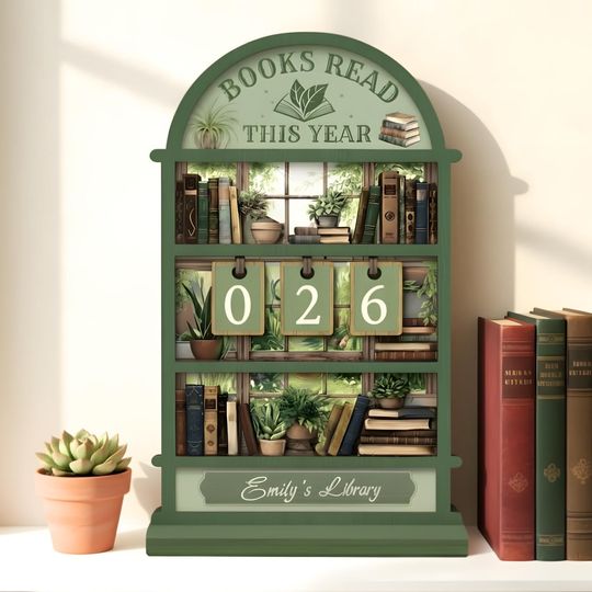 Personalized Greenhouse Book Tracker, Botanical Reading Goal Sign, Plant Lover Gift, Garden Library Decor, Cottagecore Book Nook