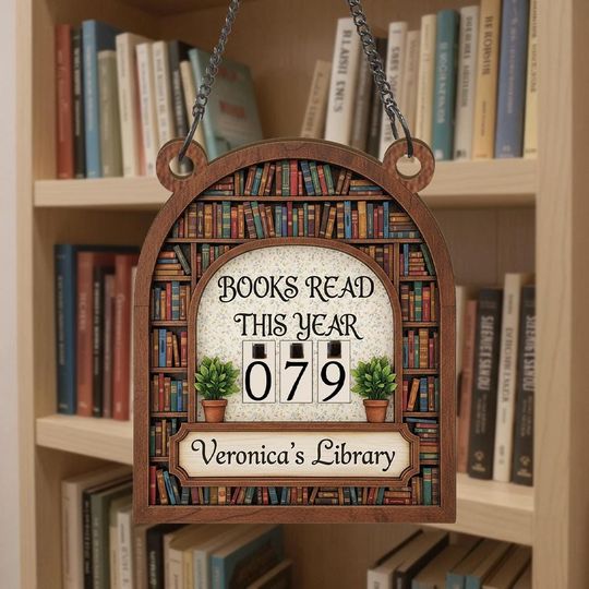 Discover Personalized Wooden Book Tracker  Reading Log Display with Flip Numbers and Bookshelf Design