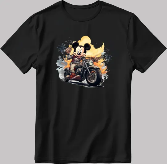 Discover Disney Mickey Mouse T-Shirt, Cool Motorcycle Rider Tee