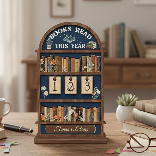 Vintage Book Tracker Sign, Books Read This Year, Reading Counter Sign, Cottagecore Library Decor, Book Lover Gift
