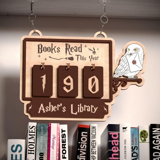 Personalized Wooden Reading Tracker, Books Read This Year Sign, Custom Library Decor, Bookworm Gift, Owl Book Tracker for Readers