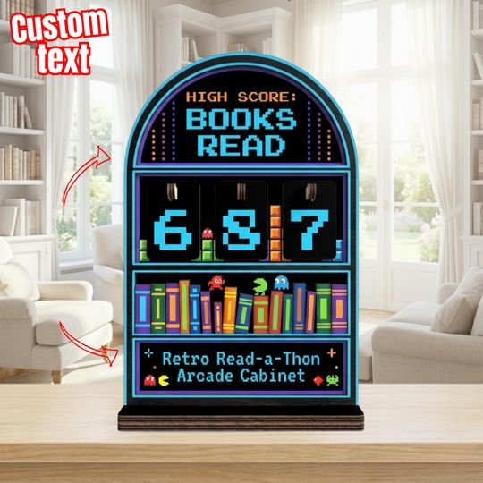 Personalized Book Tracker - Retro Read-a-Thon Arcade Cabinet - Custom Tracker for Gamers and Book Lovers