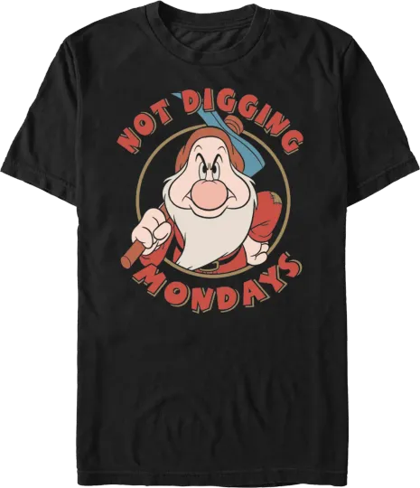 Discover Disney Grumpy Not Digging Mondays Snow White Black T-Shirt