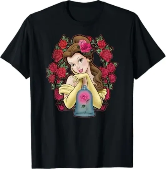 Discover Disney Beauty And The Beast Belle Roses Graphic Black T-Shirt
