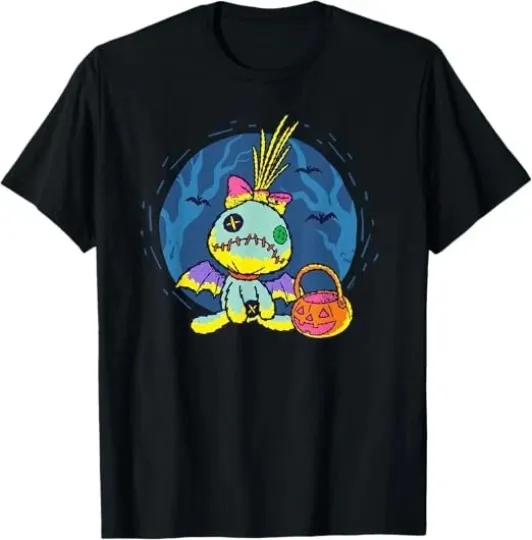 Discover Disney Lilo & Stitch Scrump Doll In Bat Costume Halloween T-Shirt Black