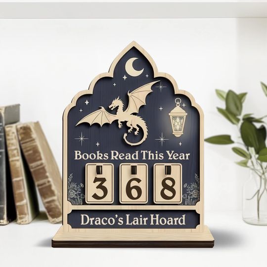 Discover Personalized Books Read Tracker, Dragon Book Counter Sign, Fantasy Bookshelf Decor, Reader Gift, Book Lover Gift, Bookish Home Display
