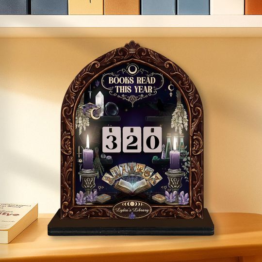Customized Tarot Card Book Tracker Sign, Wizard Library Books Counter, Spiritual Dark Academia Book Tracker, Occult Study Room Decor, MYL389