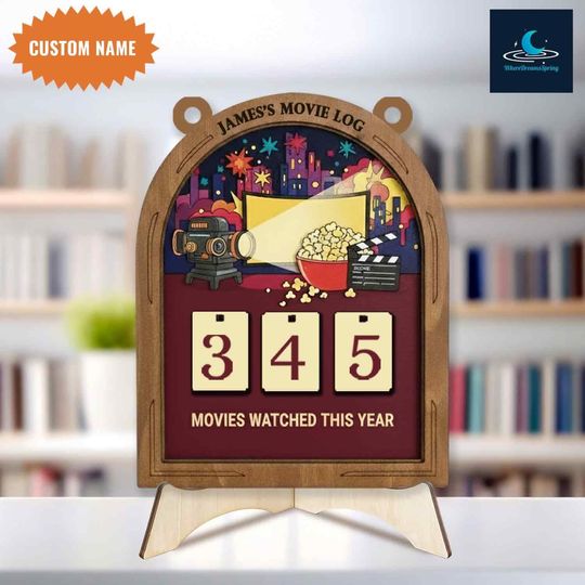Discover Personalized Vintage Movie Tracker Sign, Movies Watched This Year Decor, Movies Watched This Year Counter Sign with Interchangeable Tiles