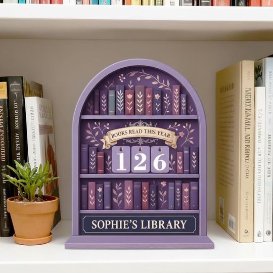 Discover Personalized Books Read This Year Tracker, Wooden Reading Goal Counter, Book Shelf Decor, Library Tracker Sign, Unique Gift for Book Lovers