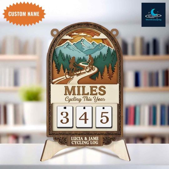 Discover Personalized Miles Cycled This Year Tracker Sign, Custom Miles Ridden Board, Personalized Biker Gift, Yearly Ride Tracker for Cyclists.