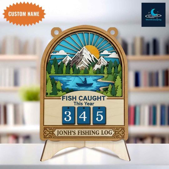 Discover Personalized Fish Caught This Year Sign, Custom Name, Wooden Fishing Tally Counter Sign, Fish Caught This Year Tracker Sign, Fisherman Gift