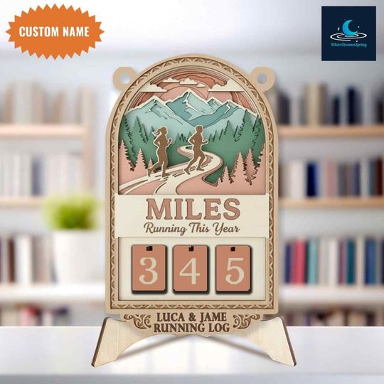 Discover Personalized Running Log Sign  Custom Name Miles Tracker, Runner Gift for Couples, Yearly Mileage Display, Marathon Runner Decor