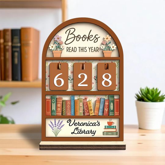 Discover Custom Books Read This Year Sign, Personalized Wooden Reading Tracker with Name, Book Lover Library Decor Gift