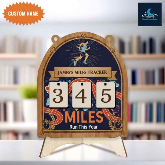Discover Personalized Running Miles Tracker Sign, Custom Miles Run Tracker, Running Log Sign, Yearly Mileage Tracker, Wooden Mile Counter.