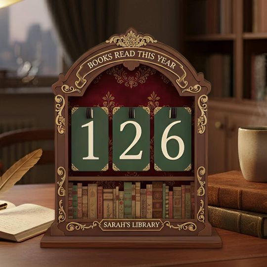 Discover Personalized Wooden Book Tracker, Books Read This Year Counter, Vintage Library Decor, Classic Bookish Gift, Custom Reading Tracker