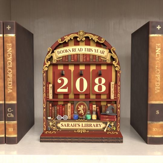 Discover Custom Wizard Academy Book Tracker,Magical Library Book Counter,Reader Gift,Spellbook Shelf Decor, Bookish Gift, Fantasy Book Lover Ornament