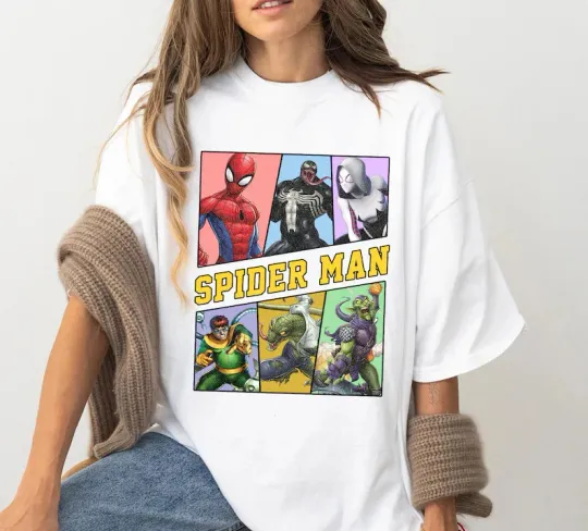 Discover Marvel Vintage Spider Man Villains Shirt, Disney Vacation Tee