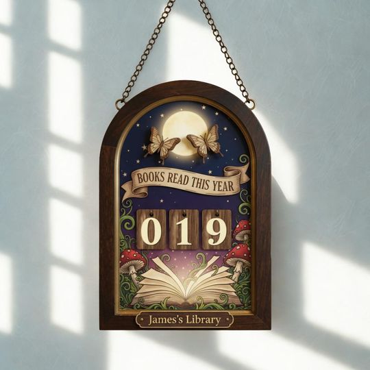 Personalized Wooden Book Tracker Sign, Custom Reader Gift for Home & Living Decor