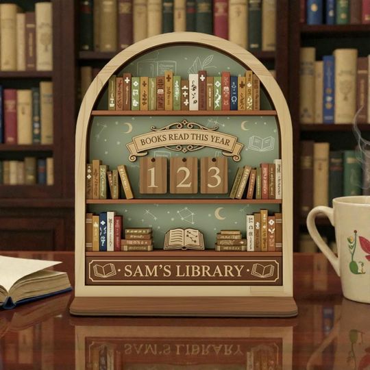 Discover Custom Name Constellation Book Tracker, Celestial Library Reading Counter, Green Starry Night Bookish Decor, Personalized Reader Wood Sign