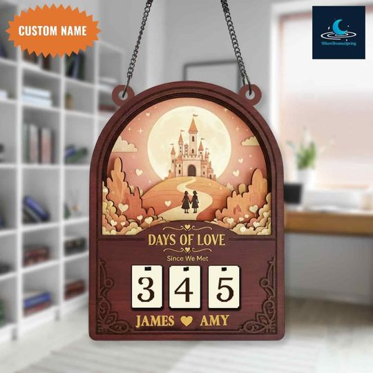 Discover Personalized Days of Love Sign, Custom Anniversary Day Counter, Romantic Couple Wooden Decor, Since We Met Gift for Couples.