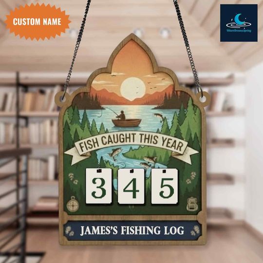 Discover Personalized Fish-Caught This Year Sign, Custom Name, Wooden Fishing Tally Counter Sign,  Angler Catch Counter Decor, Fishing Log