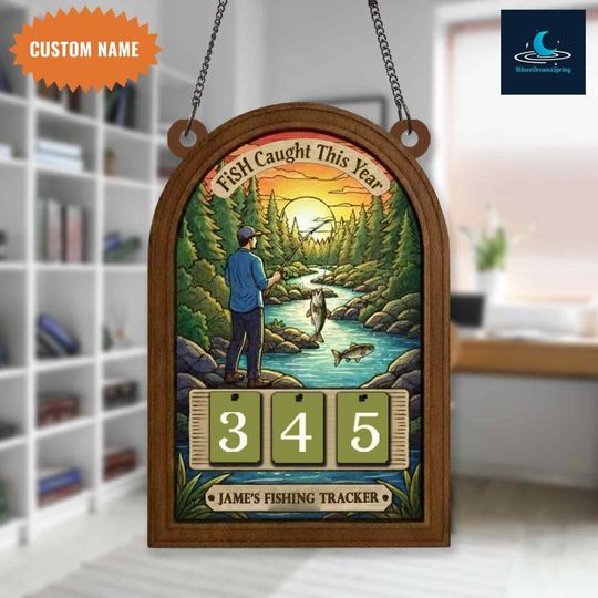 Discover Personalized Fish Caught This Year Sign, Custom Name, Wooden Fishing Tally Counter Sign, Fish Counter Angler Log, Fisherman Gift.
