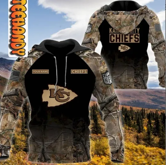 Discover Personalized Kansas City Chiefs Hunting Camo Hoodie 3D Size S-5XL
