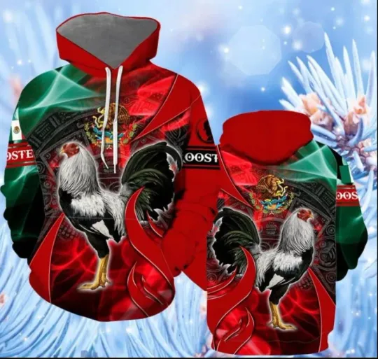 Discover Rooster Mexico Hoodie 3D All Over Print Gift For Famiily Birthday Christmas 3D
