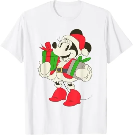 Discover Disney Vintage Santa Minnie Mouse Holiday T-Shirt for Men Women