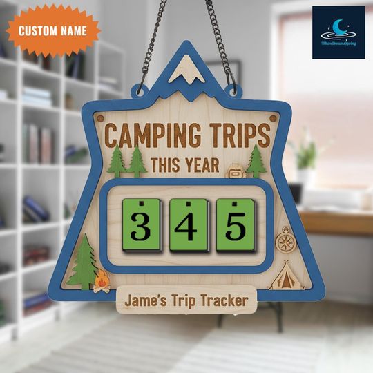 Discover Personalized Camping Tracker Sign, Custom Camping Adventure Tracker Wall Sign, Custom Campfire Counter, Happy Camper Gift, Trip Tracker