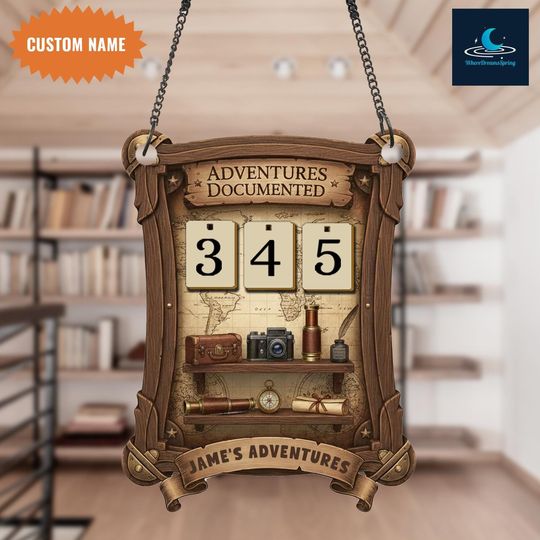 Discover Custom Adventure Tracker Sign, Adventures Documented Hanging Wooden Plaque, Personalized Travel Tracker Gift, Rustic Explorer Decor.