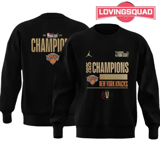 Discover New York Knick Nba Cup Champions Logo Double-Sided Sweatshirt