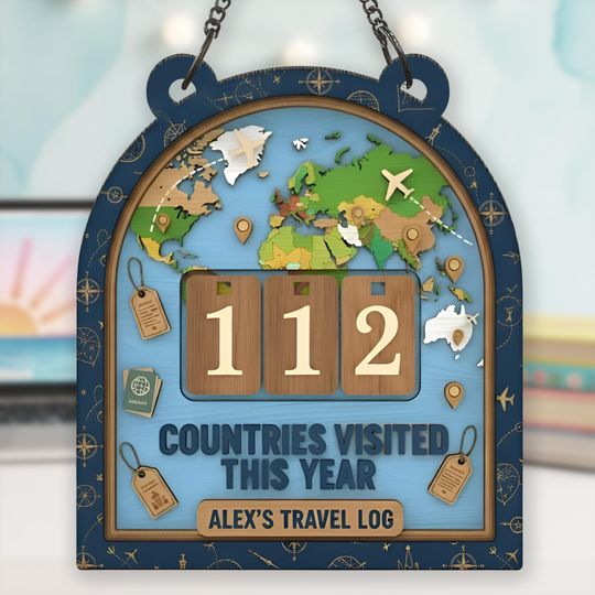 Discover Country Visited Tracker Sign, Wooden Travel Log, Personalized Travel Gift, Home & Living / Decor / Travel Journals
