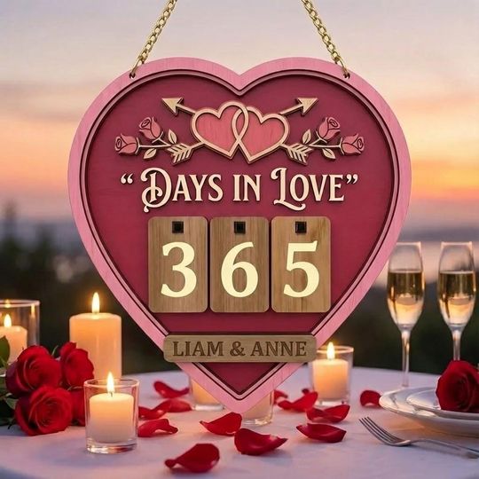 Discover Personalized Couple Days In Love Sign, Couple Love Days Counter, Custom Couple Valentine Gift, Anniversary Gift, Romantic Decor