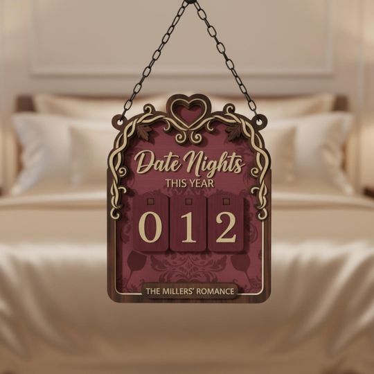 Discover Personalized Couple Tracker, Date Nights This Year, Wooden Love Sign, Valentine Gift for Wife Husband, Goal Counter
