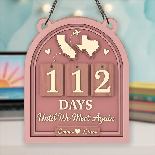 Discover Personalized Days Until We Meet Again Tracker, Custom State Long Distance Countdown Relationship Sign, Wooden Couple Gift, Map Relationship